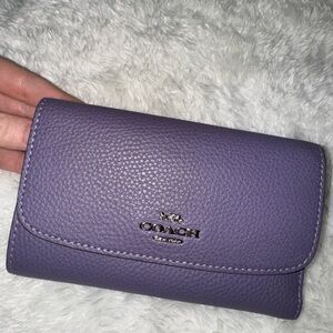 Coach Crossgrain Leather Trifold Leather Wallet Purple